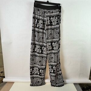 Black and White Patterned Loose Pants